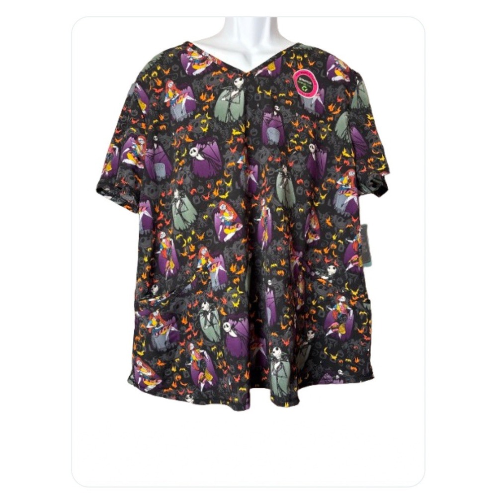 Disney Tim Burton's Nightmare Before Christmas Women's Scrub Top Size 2XL‎ NEW